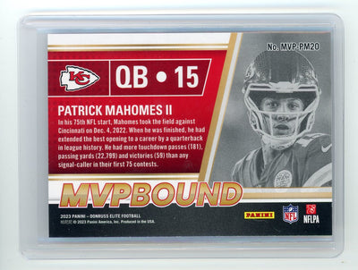 Patrick Mahomes 2023 Donruss Elite MVP Bound "I" # MVP-PM20