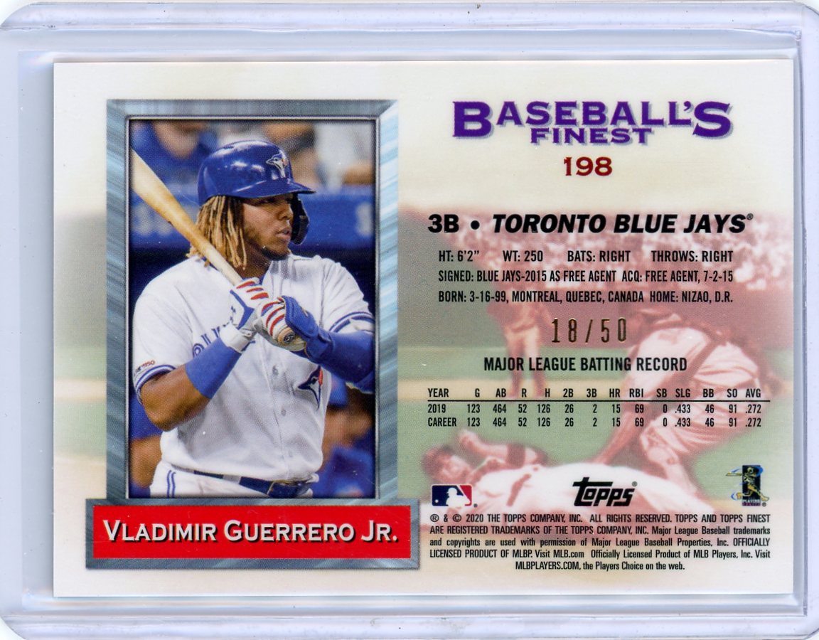 Vladimir Guerrero Jr. 2020 Topps Finest Flashbacks gold refractor #'d 18/50