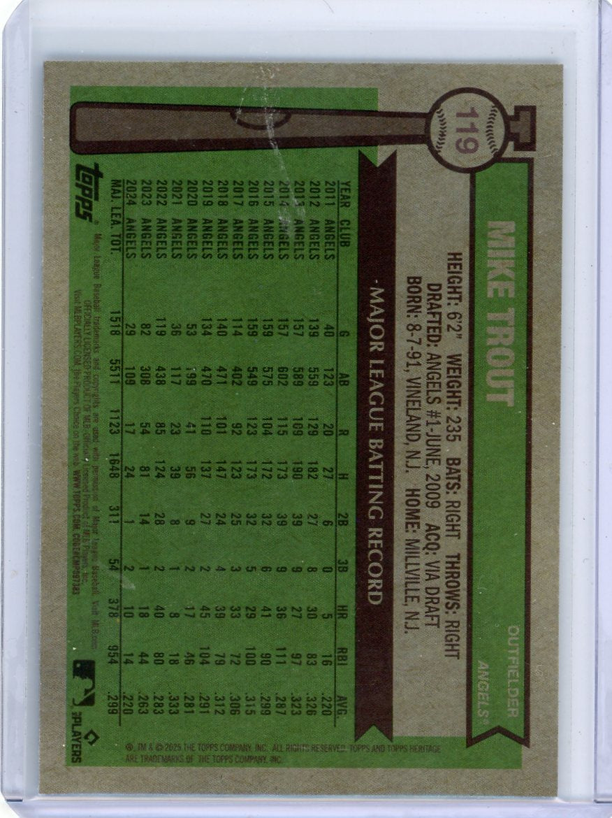 Mike Trout 2025 Topps Heritage Blue Refractor #'d 143/150