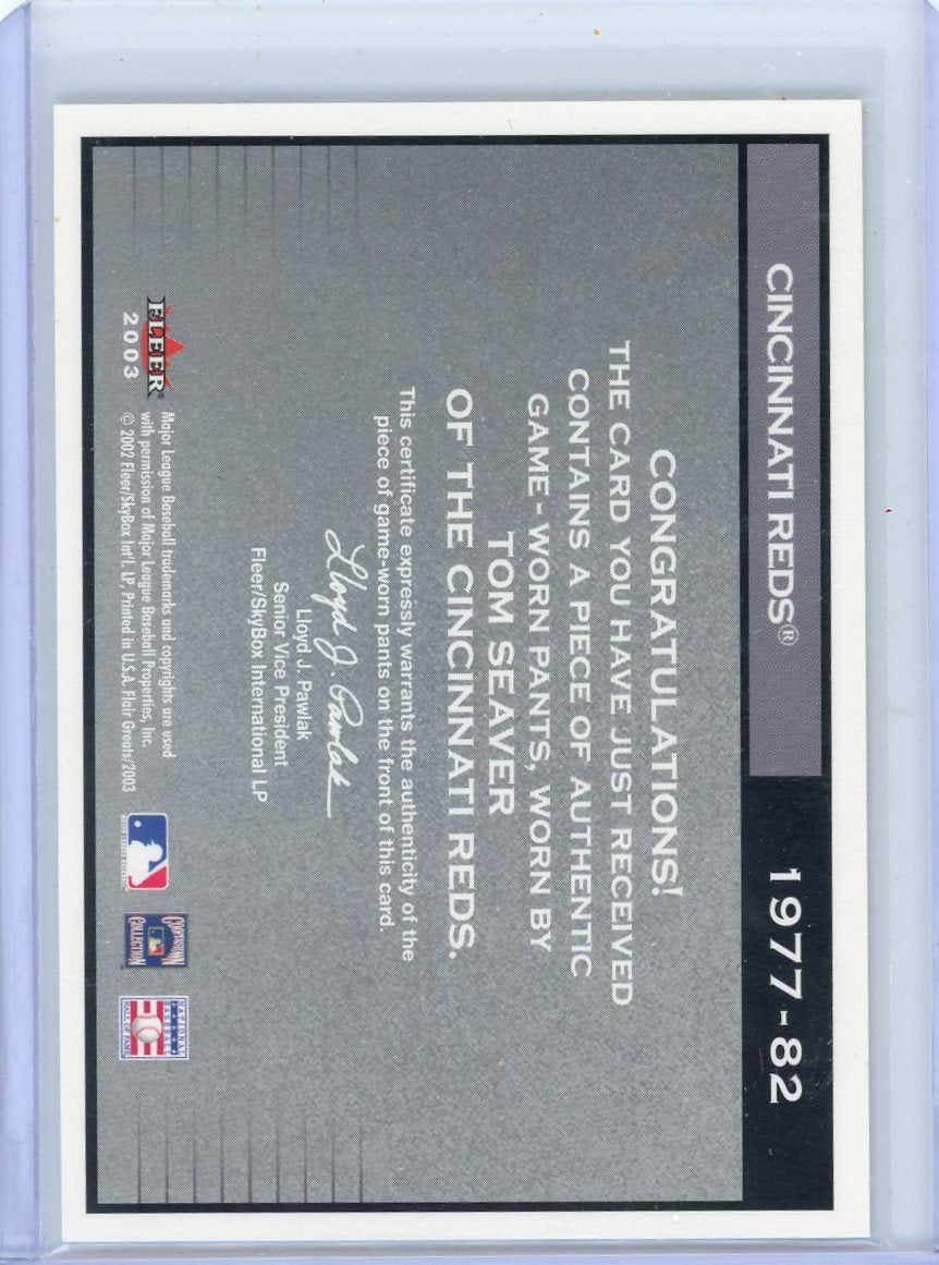 Tom Seaver 2002 Flair Greats Cut of History Relic