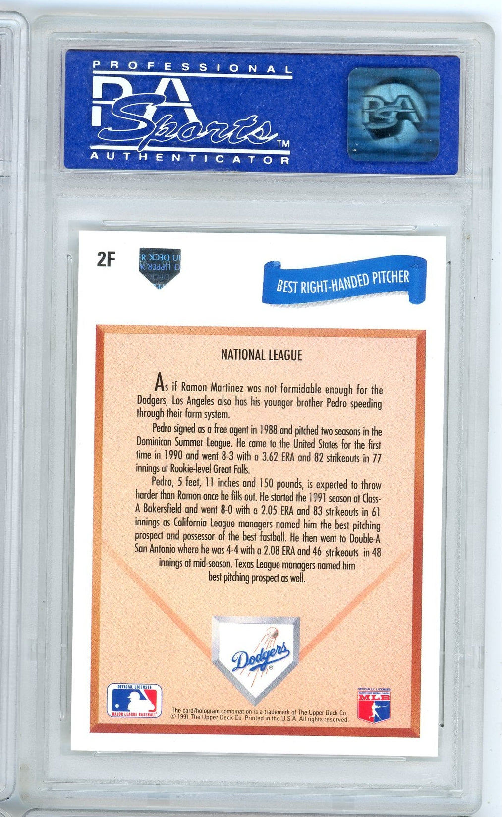 Pedro Martinez 1991 Upper Deck Final Edition #2F PSA 10