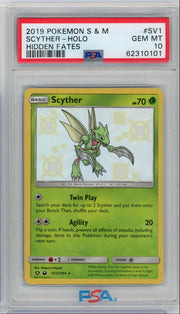 Scyther Pokémon Hidden Fates Shiny Holo Rare #SV1/SV94 PSA 10