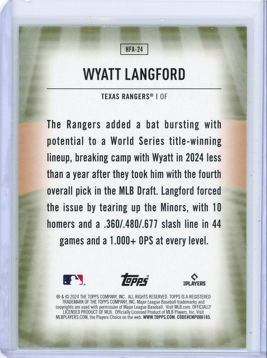 Wyatt Langford 2024 Topps Update Home Field Advantage RC