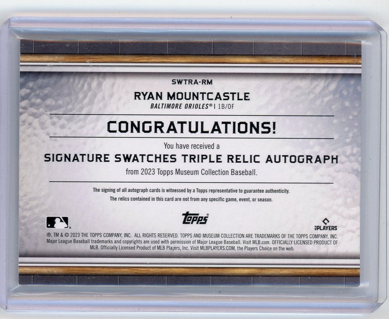 Ryan Mountcastle 2023 Topps Museum Collection triple relic autograph 