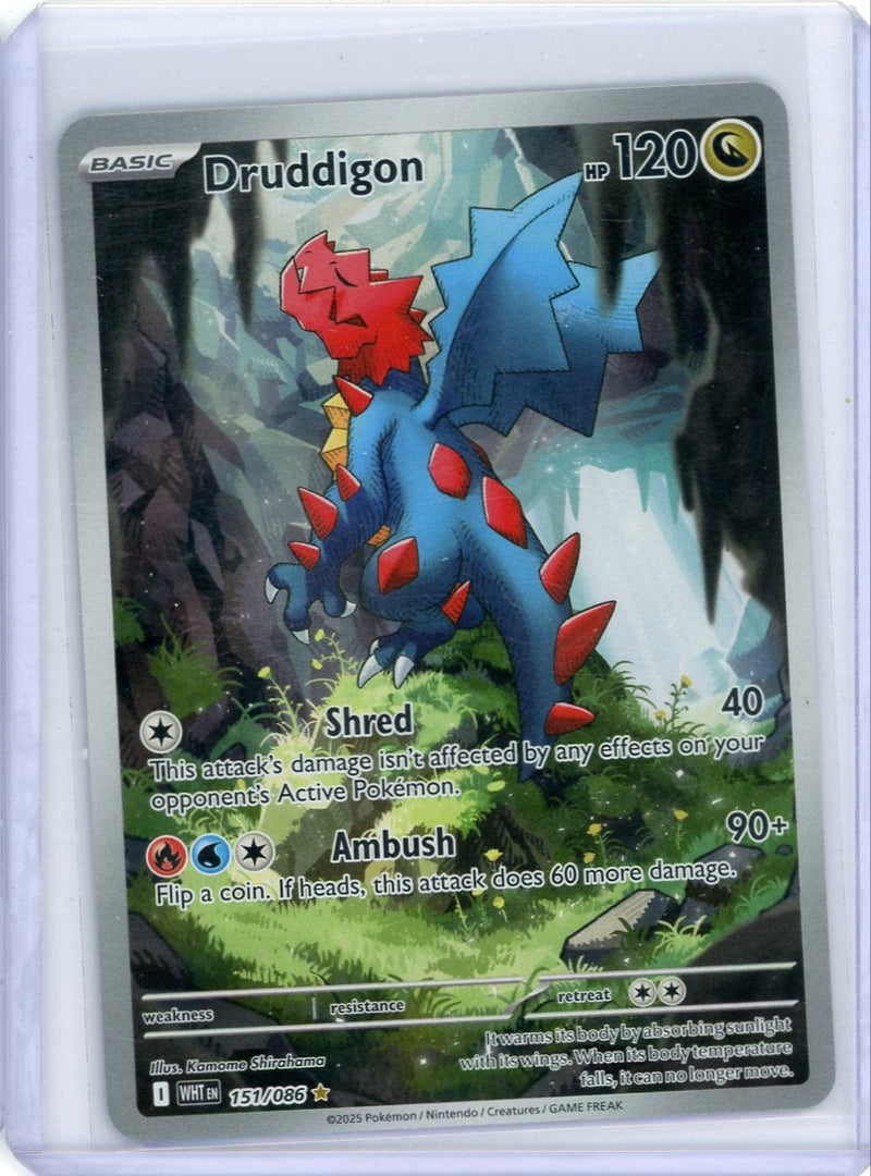 Druddigon Pokemon White Flare Illustration Rare 151/086