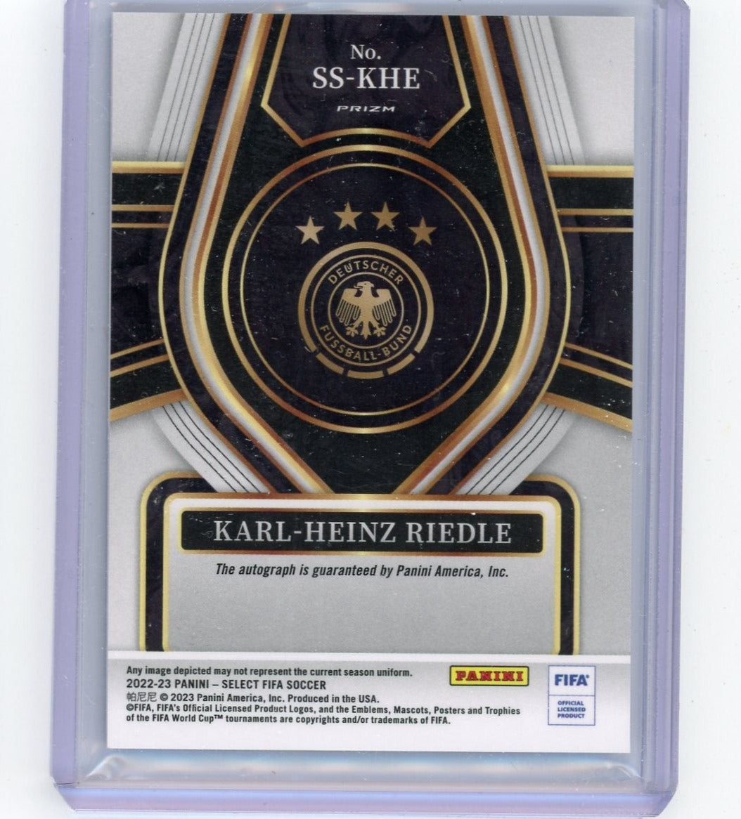 Karl-Heinz Riedle 2022-23 Panini Select FIFA blue pulsar prizm autograph