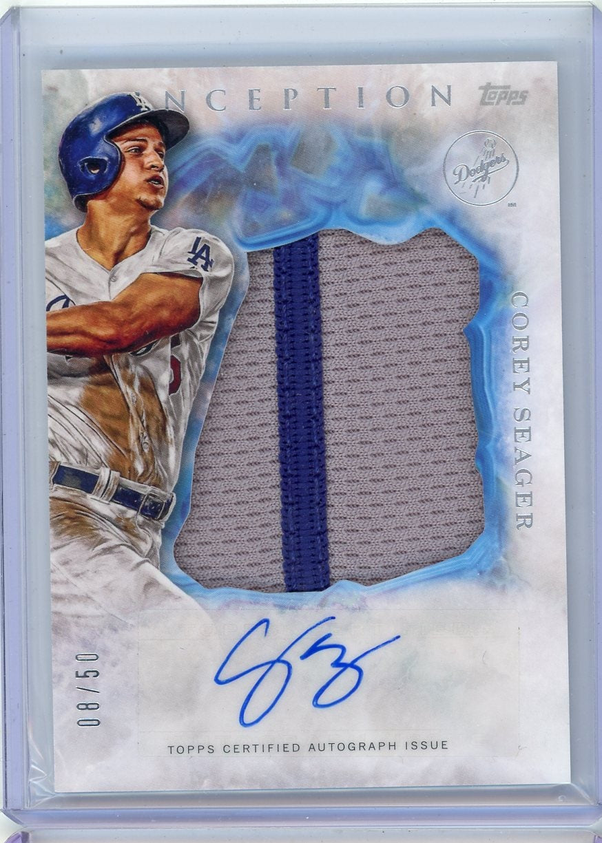 Corey Seager 2017 Topps Inception autograph jumbo patch #'d 08/50