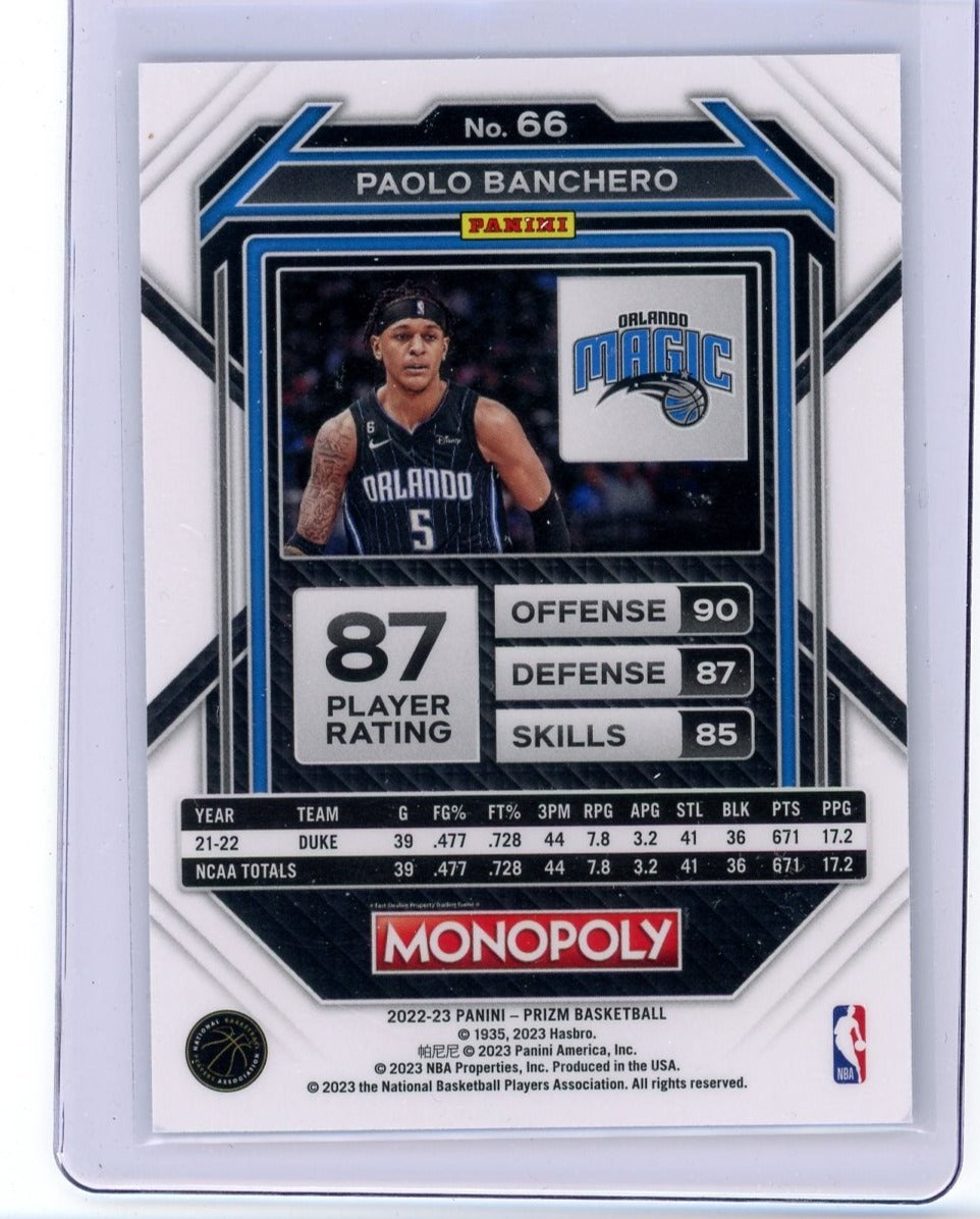 Paolo Banchero 2022-23 Panini Prizm Monopoly rookie card – Piece Of The ...