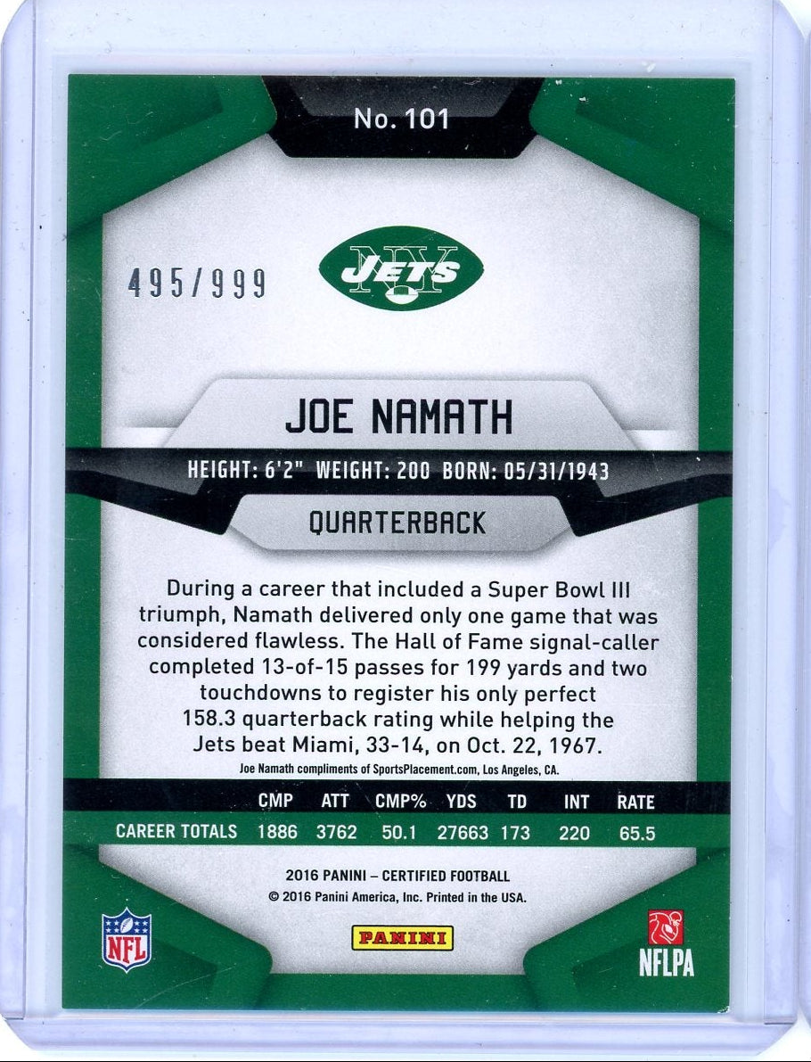 Joe Namath 2016 Panini Certified Immortals #'d 495/999
