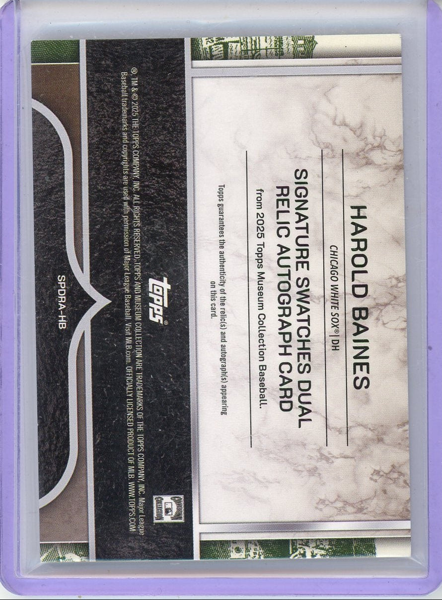 Harold Baines 2025 Topps Museum Signature Swatches autograph dual relic #'d 14/99