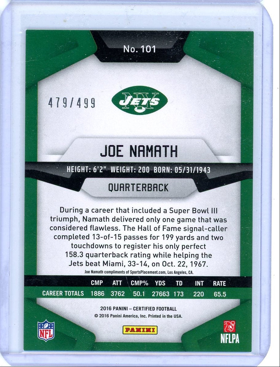 Joe Namath 2016 Panini Certified Immortals Mirror #'d 479/499