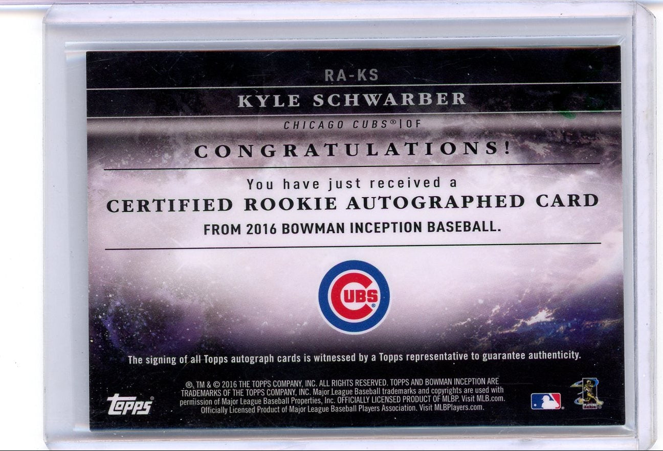Kyle Schwarber 2016 Bowman Inception autograph RC #'d 113/150