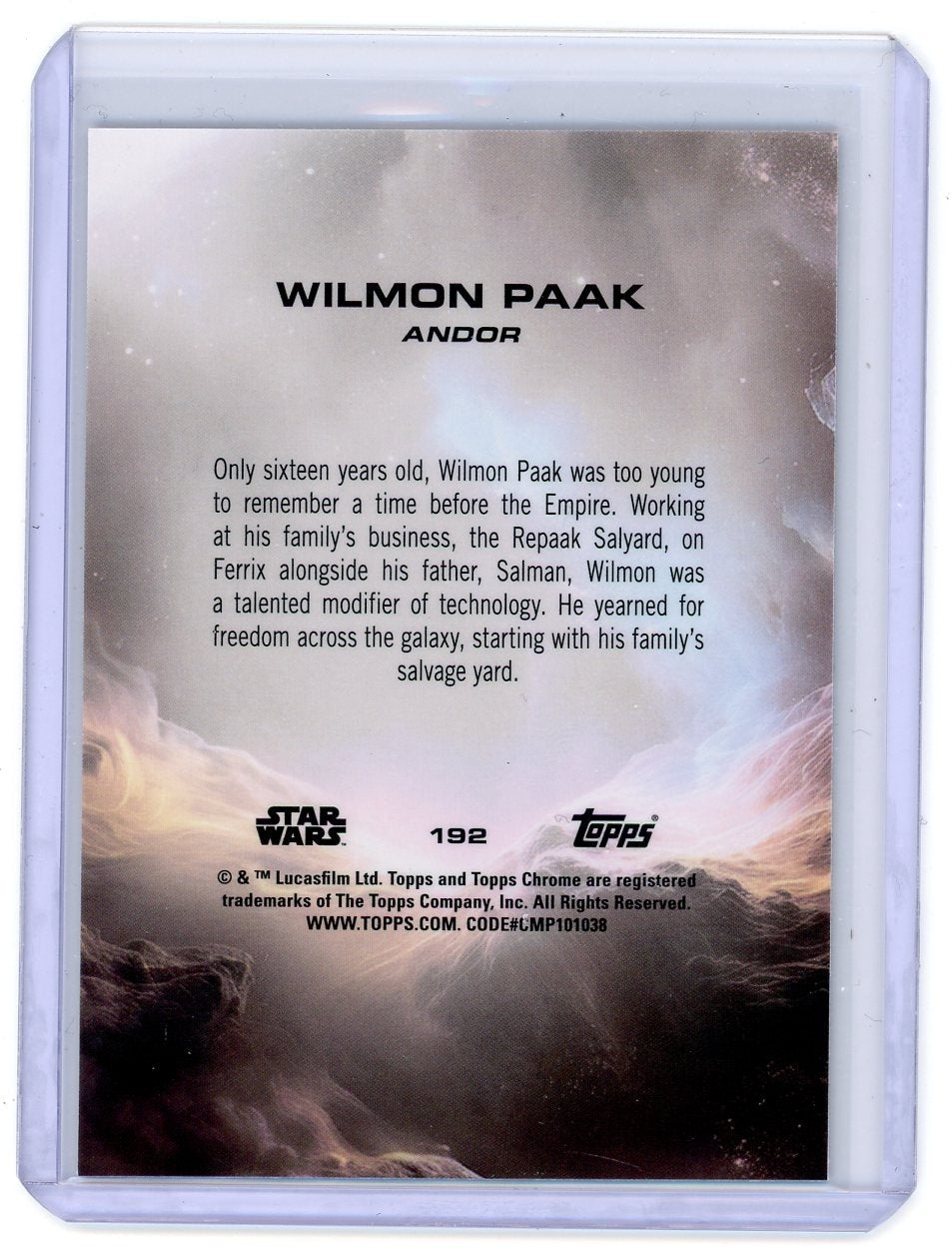 Wilmon Paak 'Andor' 2025 Star Wars Chrome Purple Refractor #'d 078/199