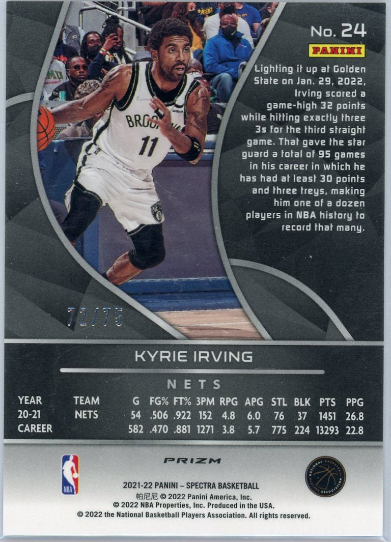 Kyrie Irving 2021-22 Panini Spectra Red/Yellow #'d 72/75