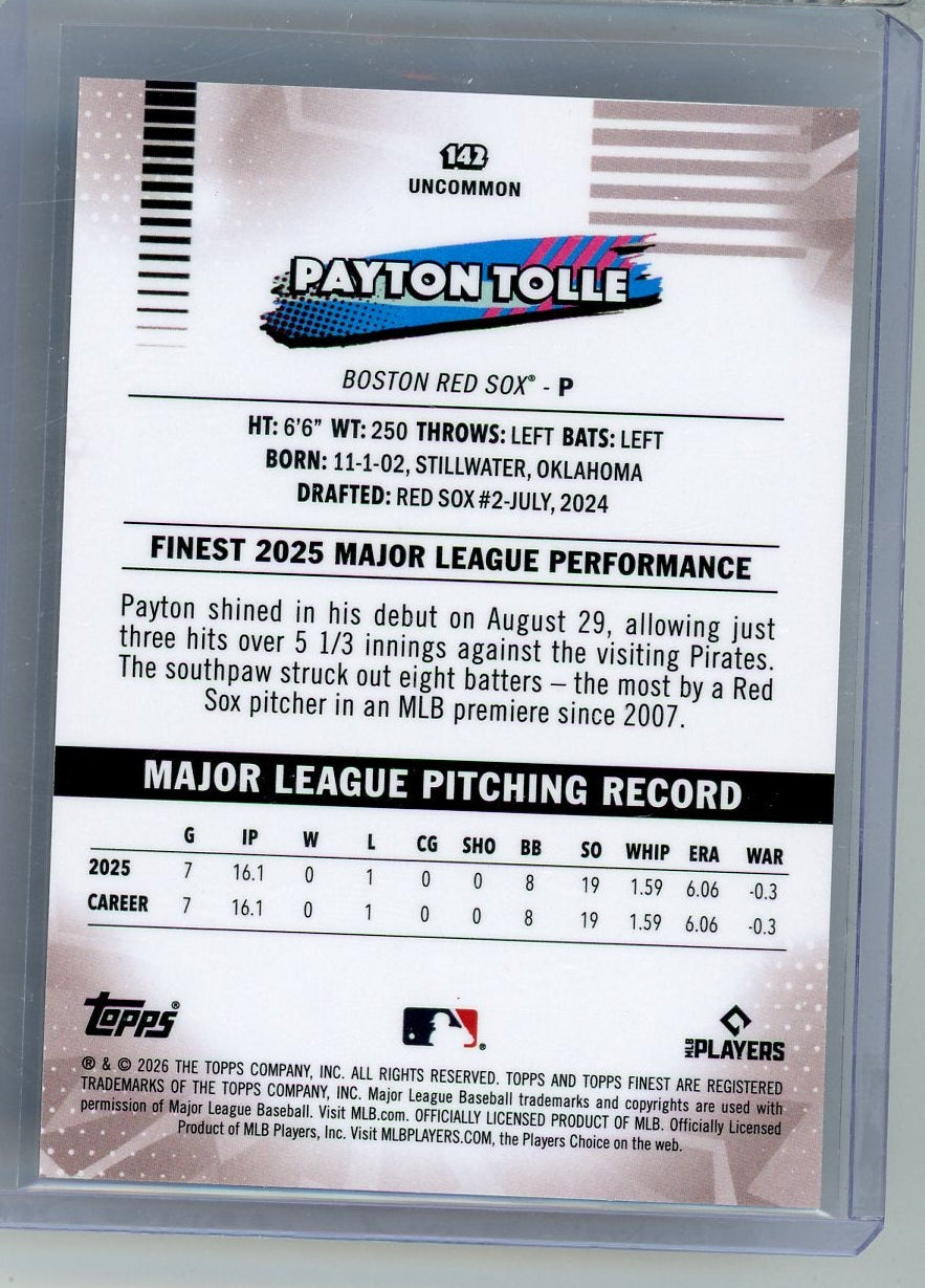 Payton Tolle 2026 Topps Finest #'d 4/25
