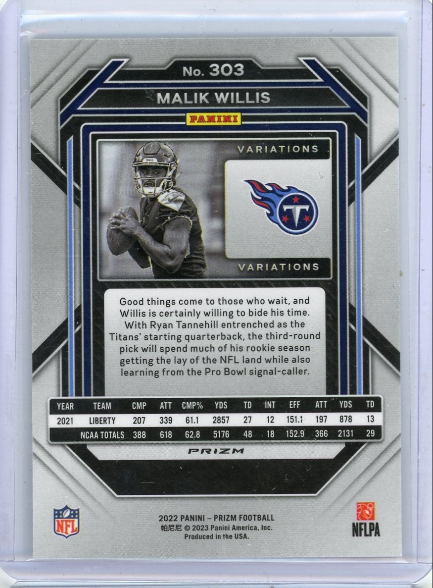 Malik Willis 2022 Panini Prizm Variation rookie card