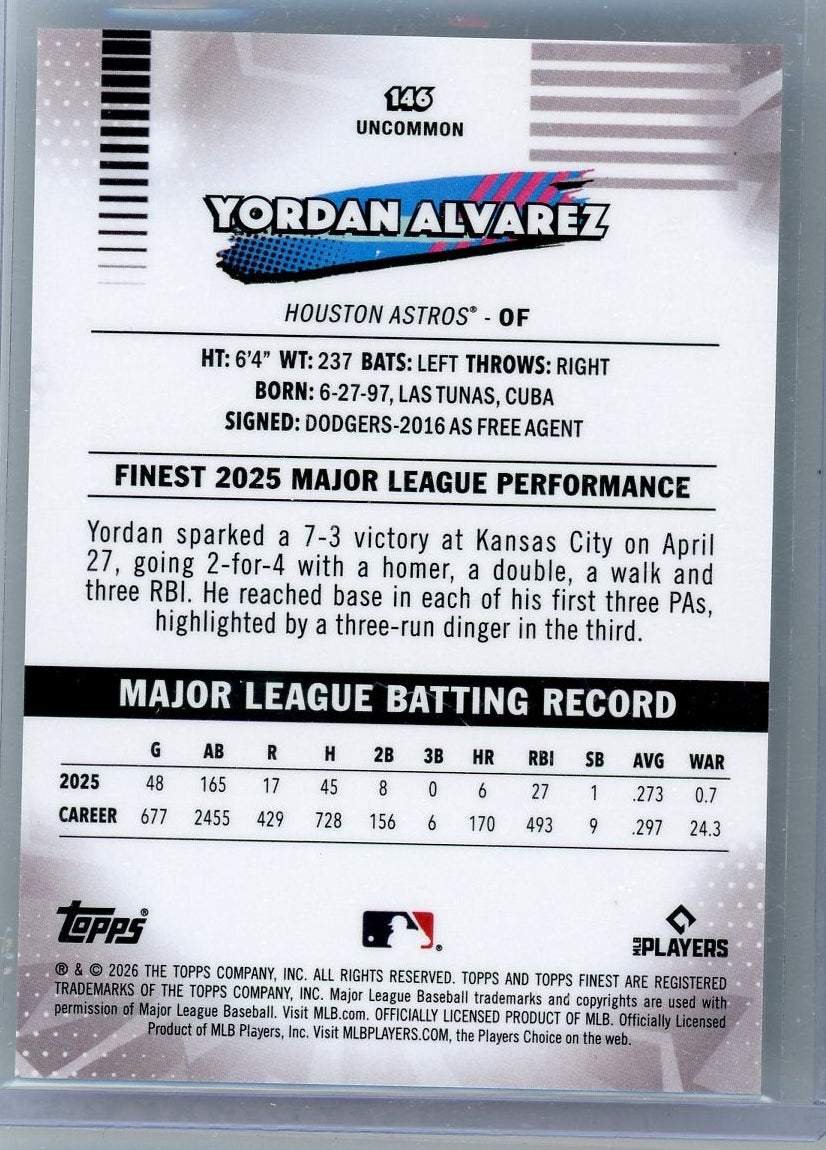 Yordan Alvarez 2026 Topps Finest #'d 37/50