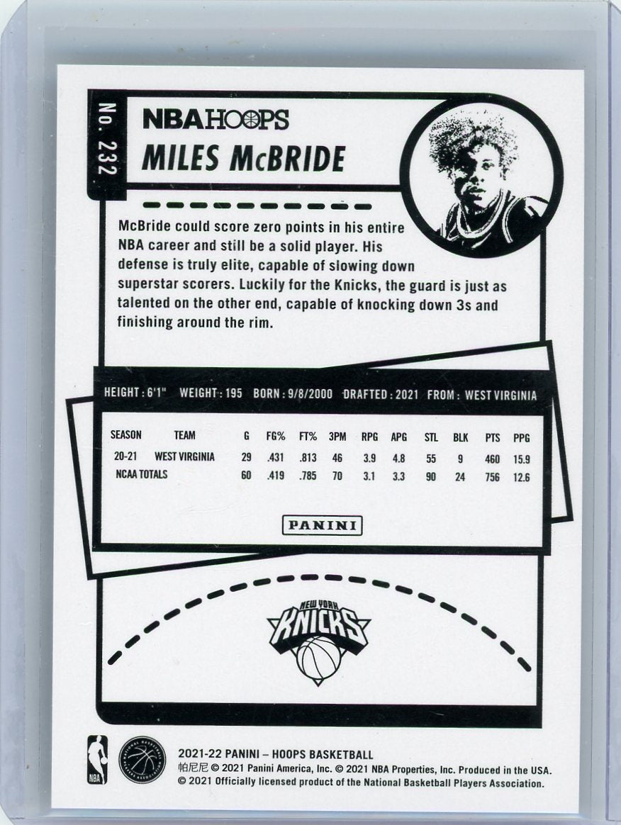 Miles McBride 2021-22 Panini NBA Hoops Artist Proof #'d 14/25