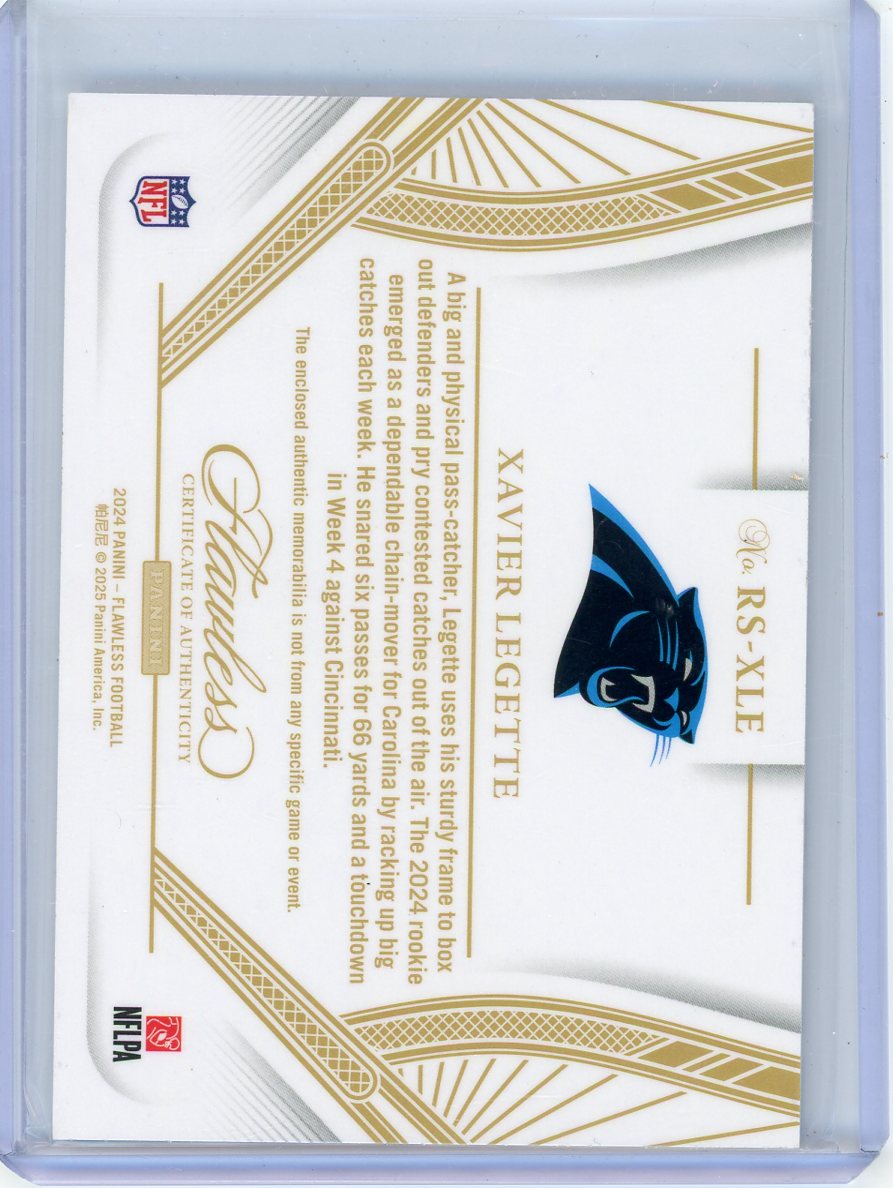 Xavier Legette 2024 Panini Flawless Rookie Showcase Laundry Tags #'d 1/2