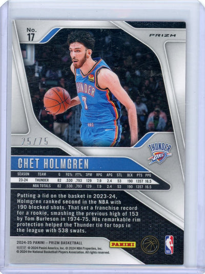 Chet Holmgren 2024-25 Panini Prizm red pulsar prizm #'d 25/75