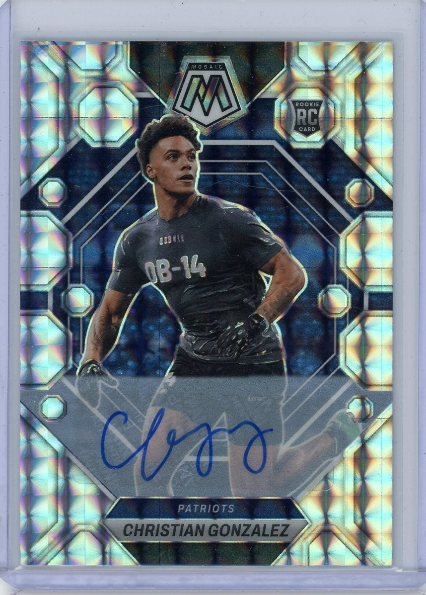 Christian Gonzalez 2023 Panini Mosaic Silver Rookie Autograph