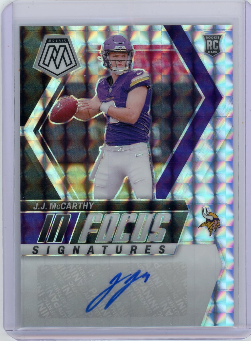 JJ McCarthy 2024 Panini Mosaic In Focus Signatures autograph rookie card