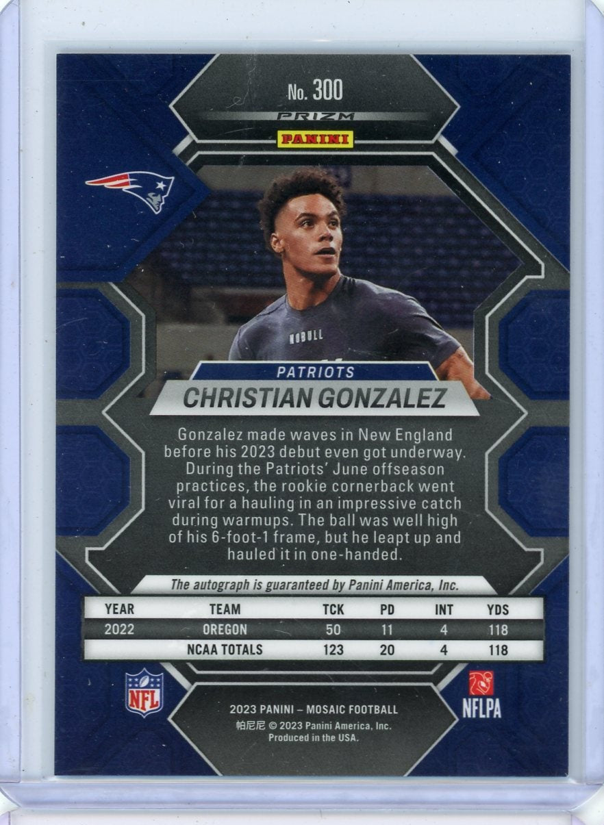 Christian Gonzalez 2023 Panini Mosaic Silver Rookie Autograph