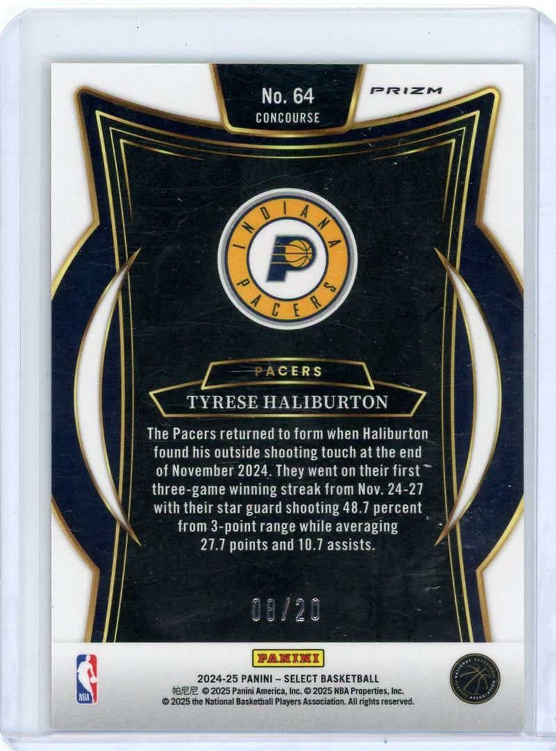 Tyrese Haliburton 2024-25 Panini Select tri-color prizm 