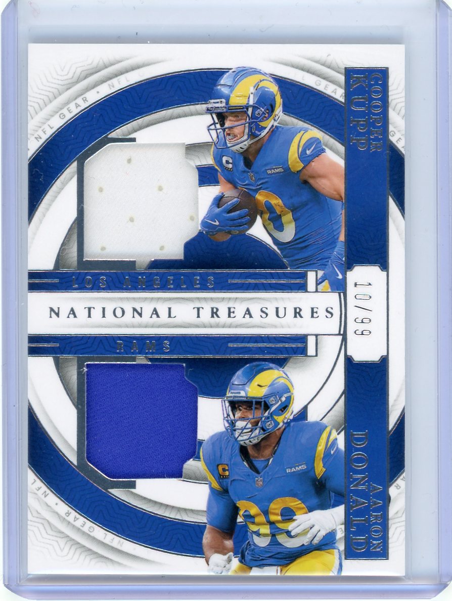 Cooper Kupp & Aaron Donald 2023 National Treasures Dual Patch #'d 10/99 Double Jersey Number