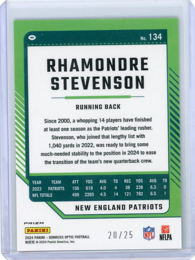 Rhamondre Stevenson 2024 Panini Donruss Optic Black Pandora #'d 20/25