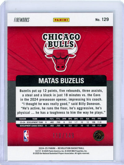 Matas Buzelis 2024-25 Panini Revolution Fireworks rookie card #'d 110/149