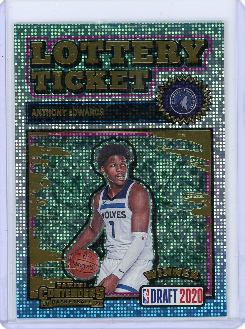 Anthony Edwards 2020-21 Panini Contenders Lottery Ticket Winner speckle foil