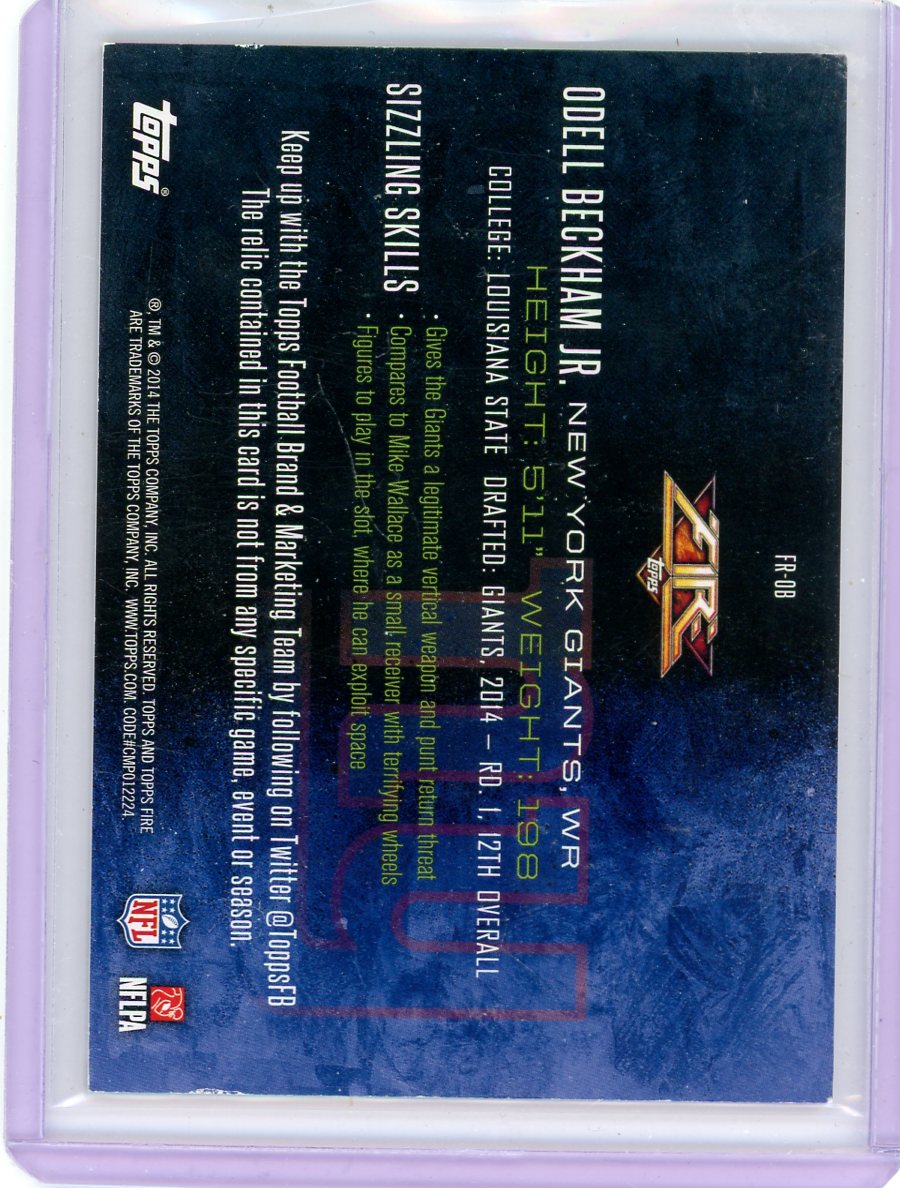 Odell Beckham Jr. 2014 Topps Fire Relic Gold RC #'d 21/50