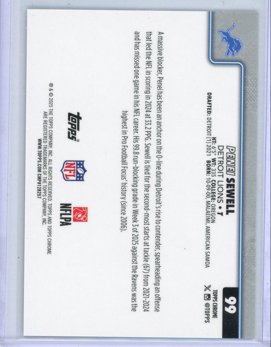 Penei Sewell 2025 Topps Chrome True Gold Refractor 30/50