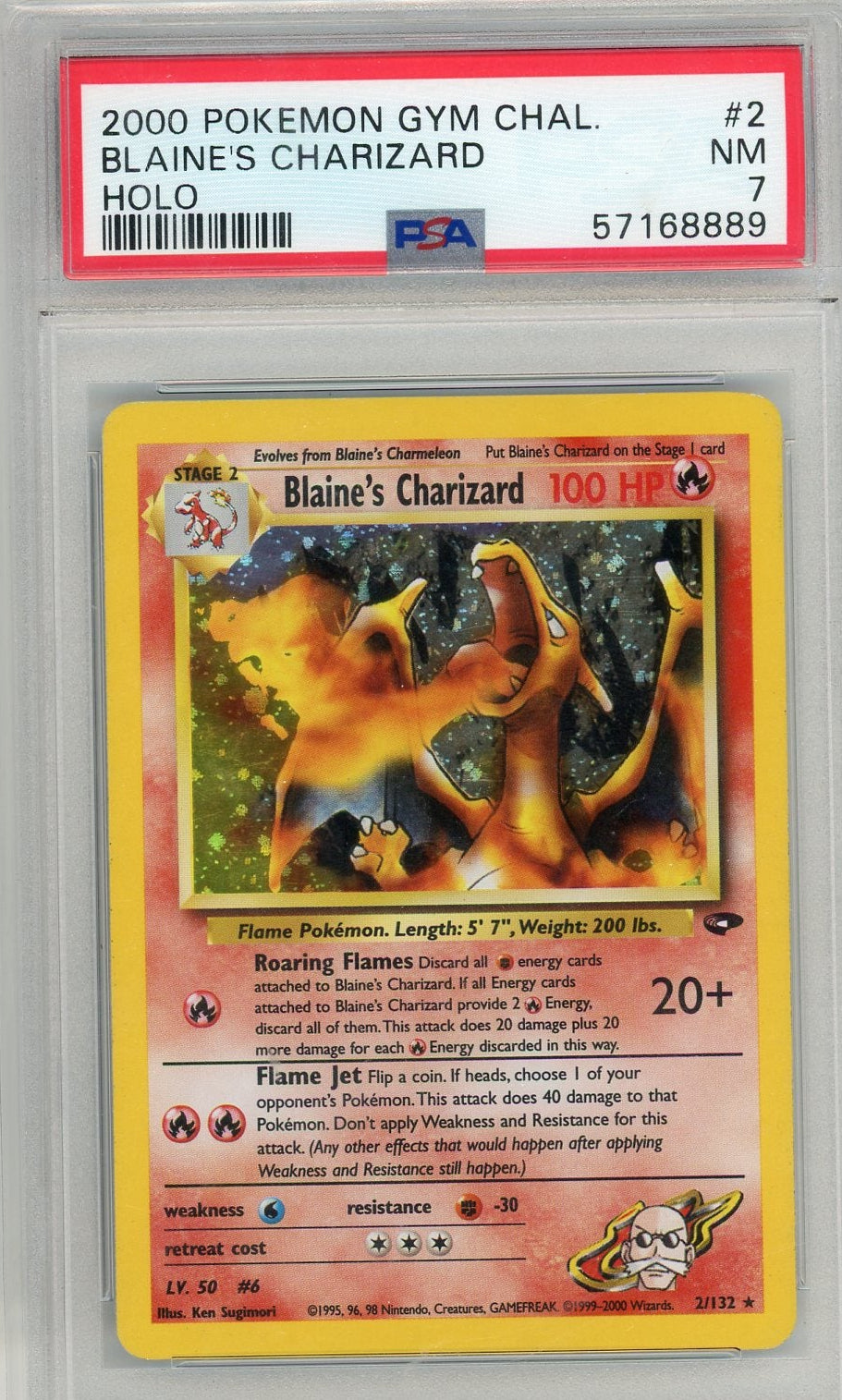 Blaine's Charizard Pokémon Gym Challenge Holo #2/132 PSA 7