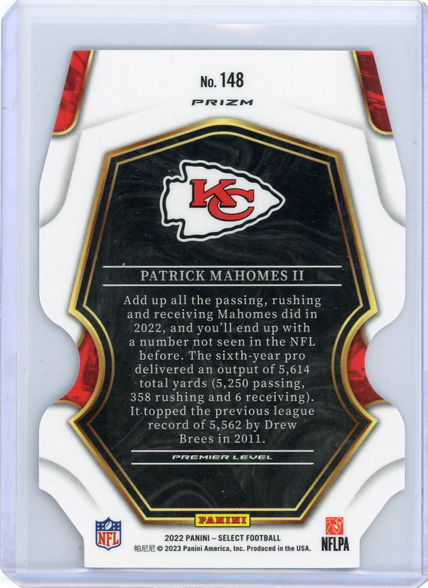 Patrick Mahomes 2022 Panini Select Premier Level Die-Cut Silver Prizm