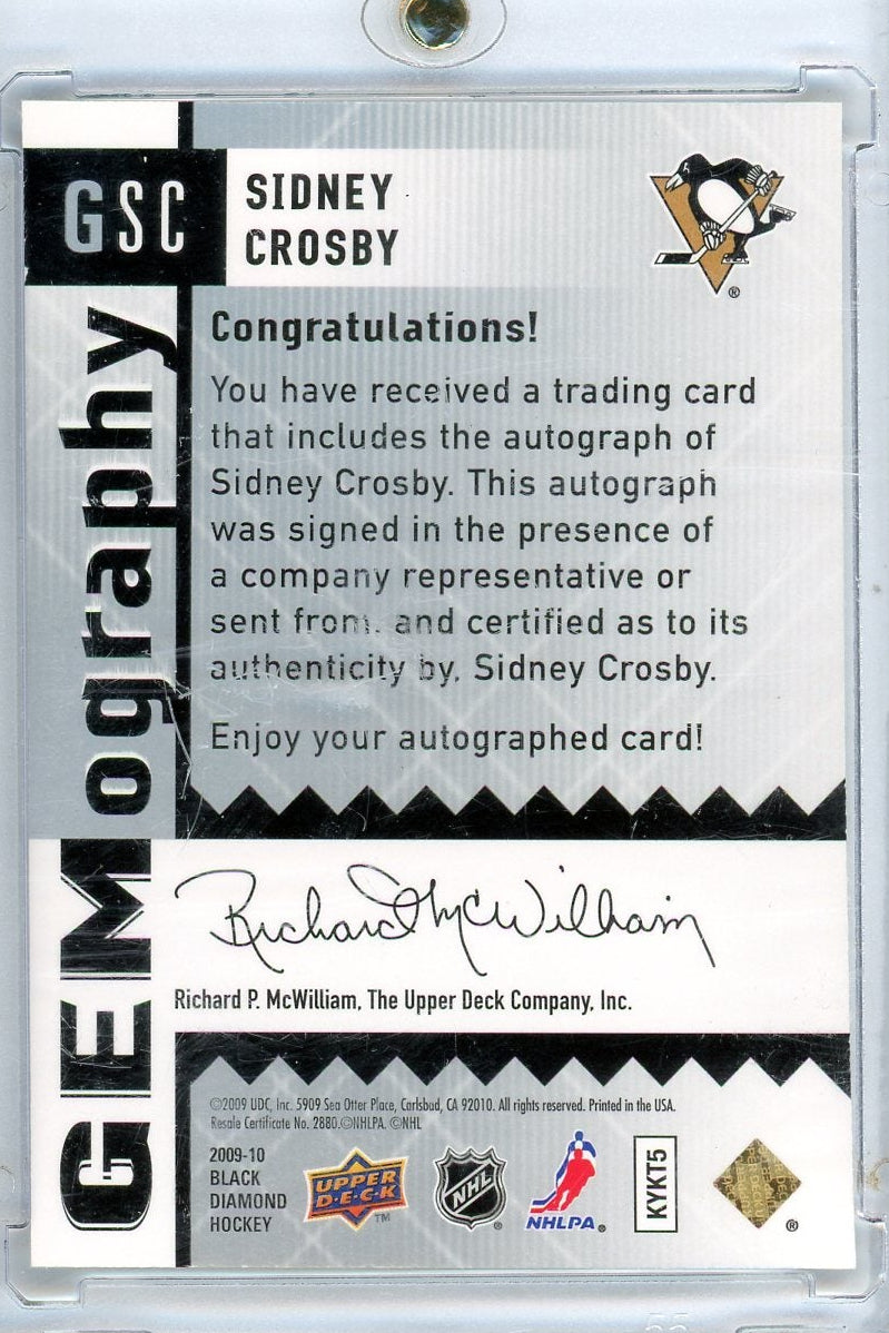 Sidney Crosby 2009 Upper Deck Black Diamond Gemography Autograph