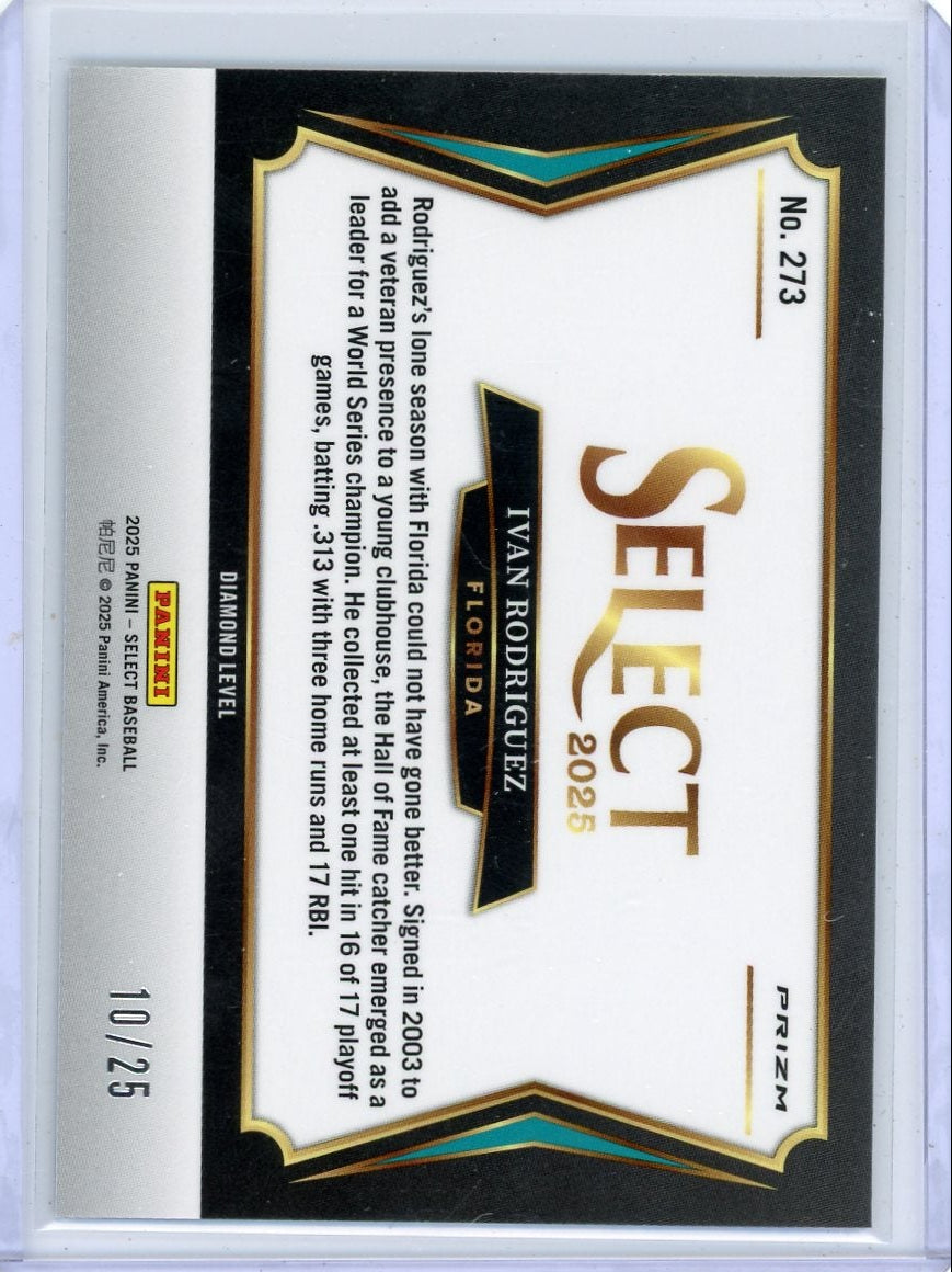 Ivan Rodriguez 2025 Panini Select Diamond Level White Ice Prizm #'d 10/25