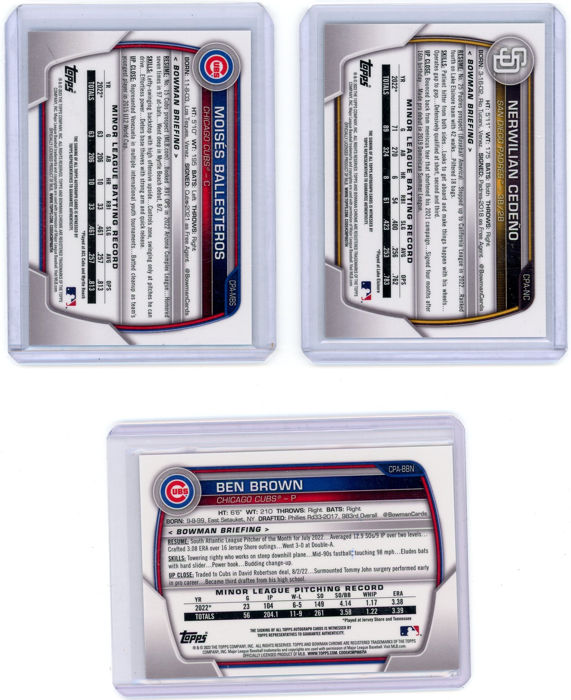 Nerwilian Cedeno 2023 1st Bowman Chrome green shimmer autograph #'d 65/99