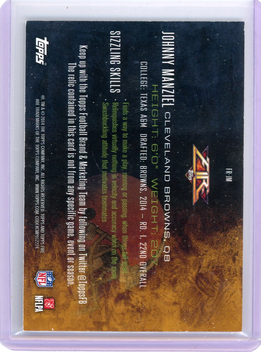 Johnny Manziel 2014 Topps Fire Relic RC