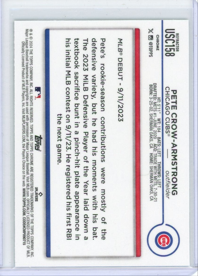 Pete Crow-Armstrong 2024 Topps Chrome Update debut prism ref. rookie card