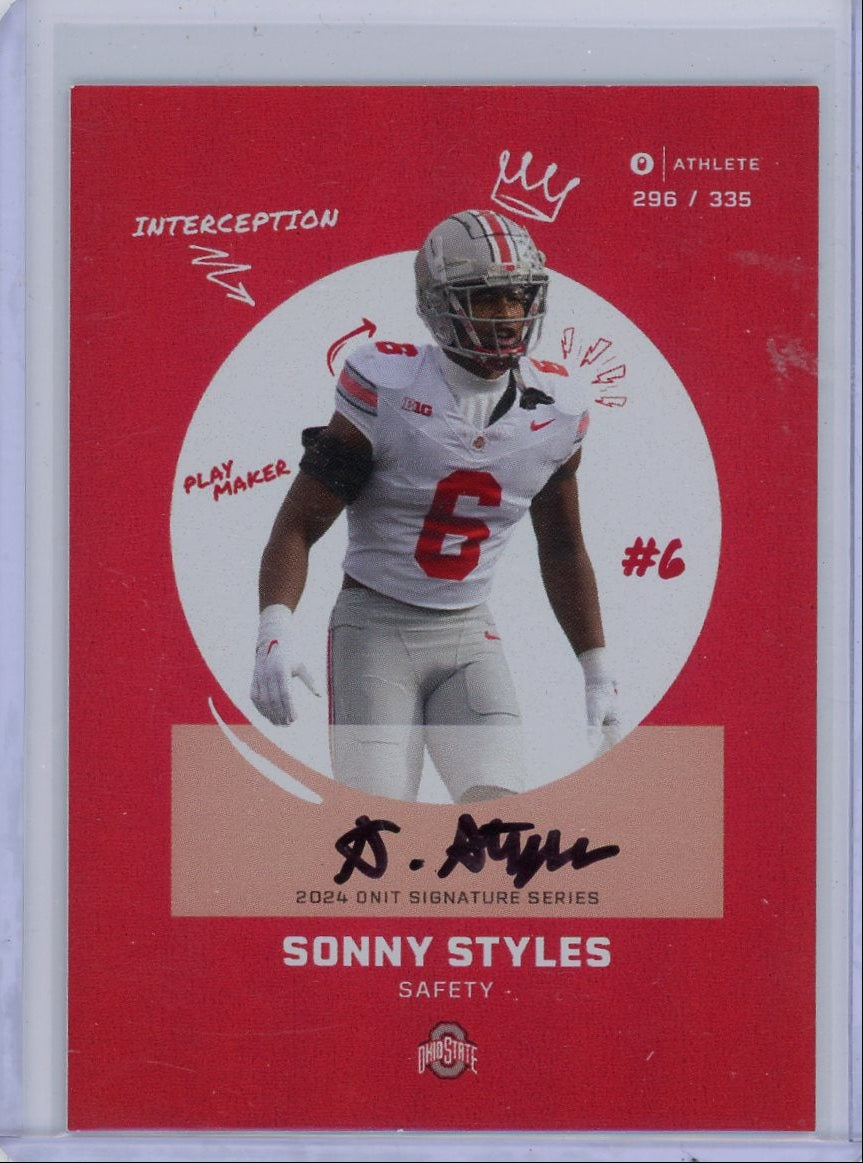 Sonny Styles 2024 ONIT Athlete Signature Series Red Auto #'d 296/335