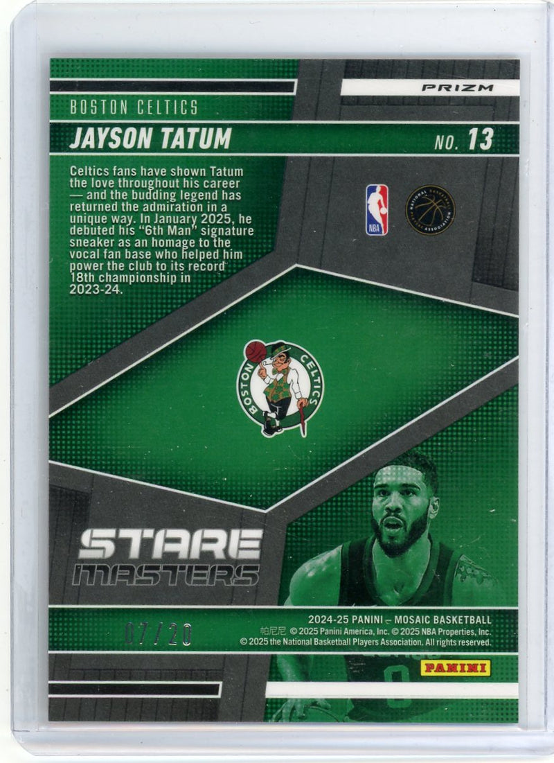 Jayson Tatum 2024-25 Panini Mosaic Fastbreak Stare Masters pink prizm 