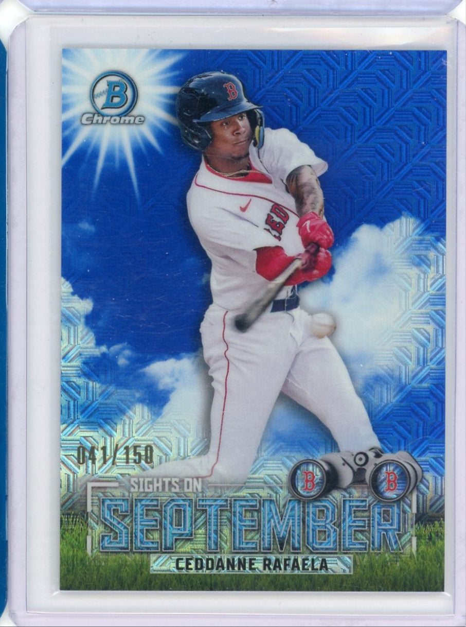 Ceddanne Rafaela 2023 Bowman Chrome Sights on September blue mojo ref. #'d 041/150