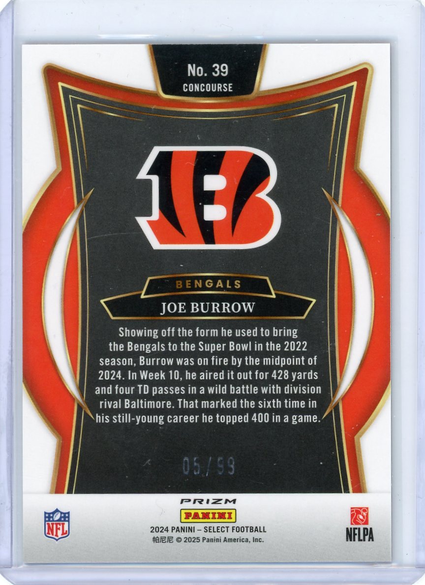 Joe Burrow 2024 Panini Select Red Prizm #'d 05/99