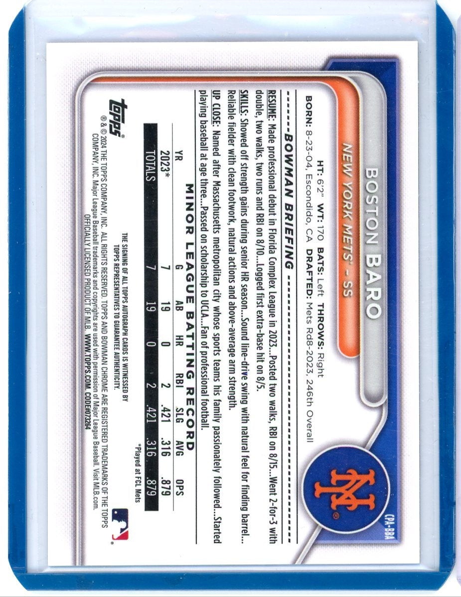 Boston Baro 2024 1st Bowman Chrome autograph