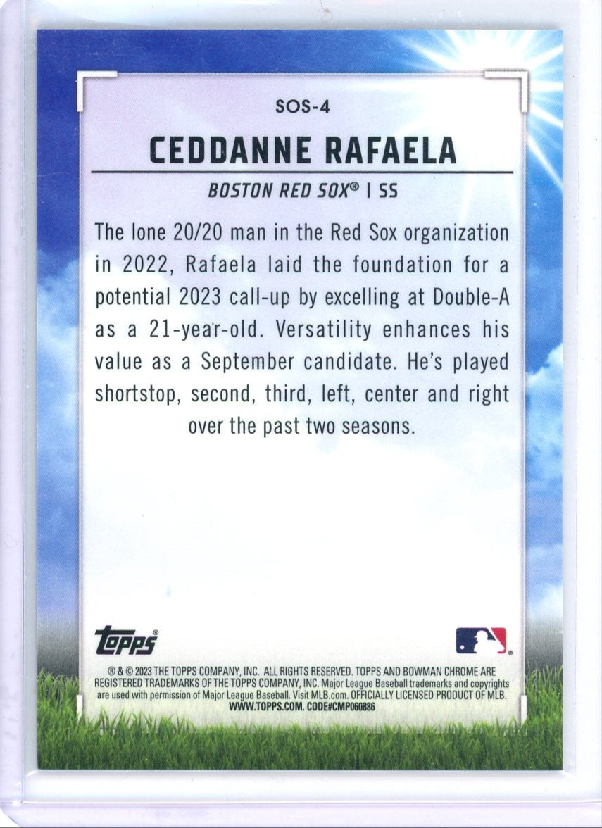Ceddanne Rafaela 2023 Bowman Chrome Sights on September blue mojo ref. #'d 041/150