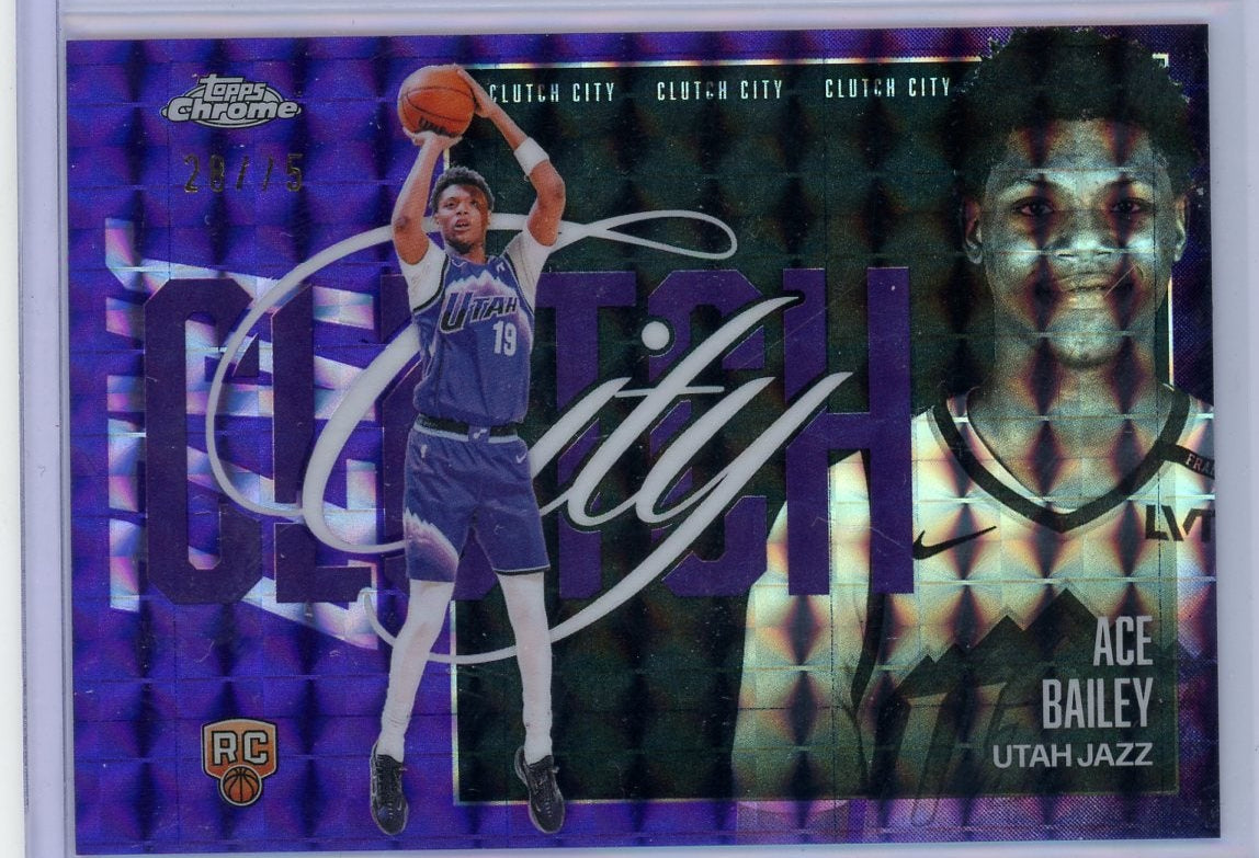 Ace Bailey 2025-26 Topps Chrome Update Purple Geometric Clutch City Refractor #'d 28/75