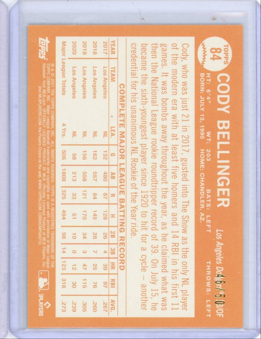 Cody Bellinger 2021 Topps 70th Anniversary All-Star Rookie Cup gold #'d 46/50