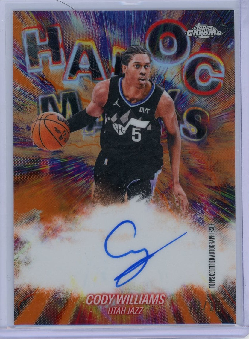 Cody Wiliams 2025-26 Topps Chrome Update Orange Havoc Marks Auto #'d 13/25